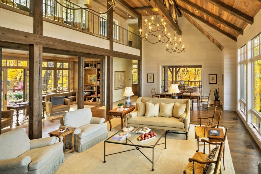 custom home living room airy and warm