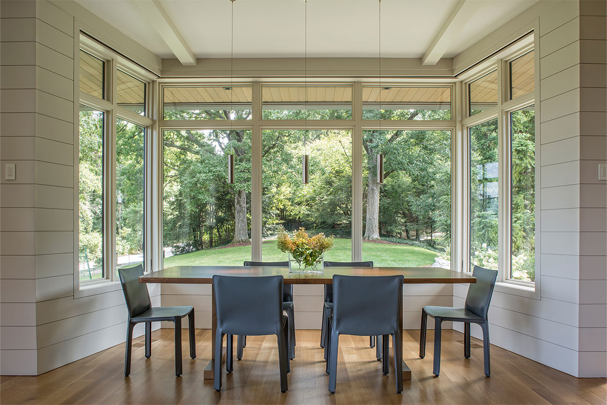 dining room built by a modern home builder in Asheville